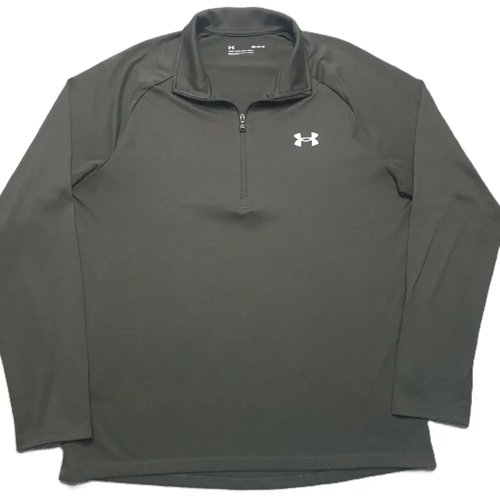 Under Armour UA Tech 2.0 Shirt Mens M Long Sleeve 1/2 Zip Dark Green - Picture 1 of 8
